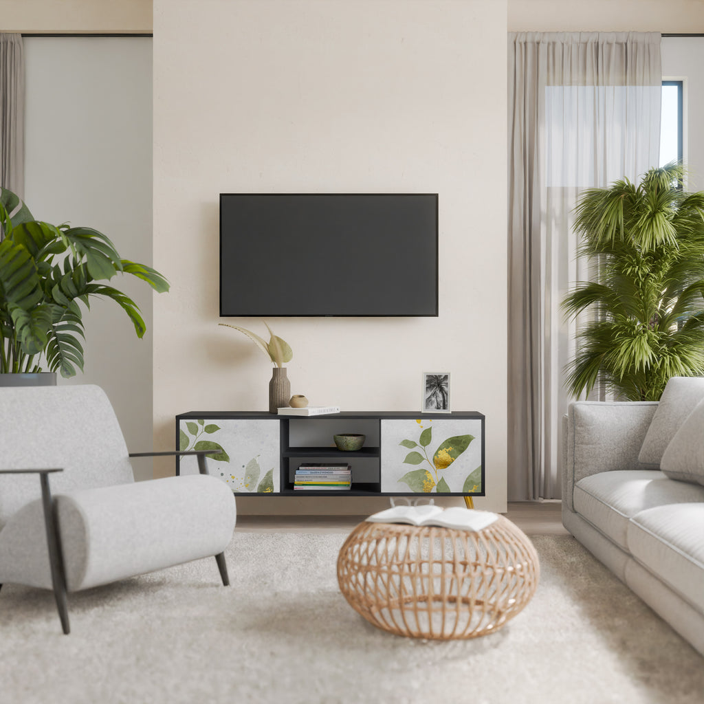 ELEGANT BOTANICS 2-dörrars TV-bänk i svart finish