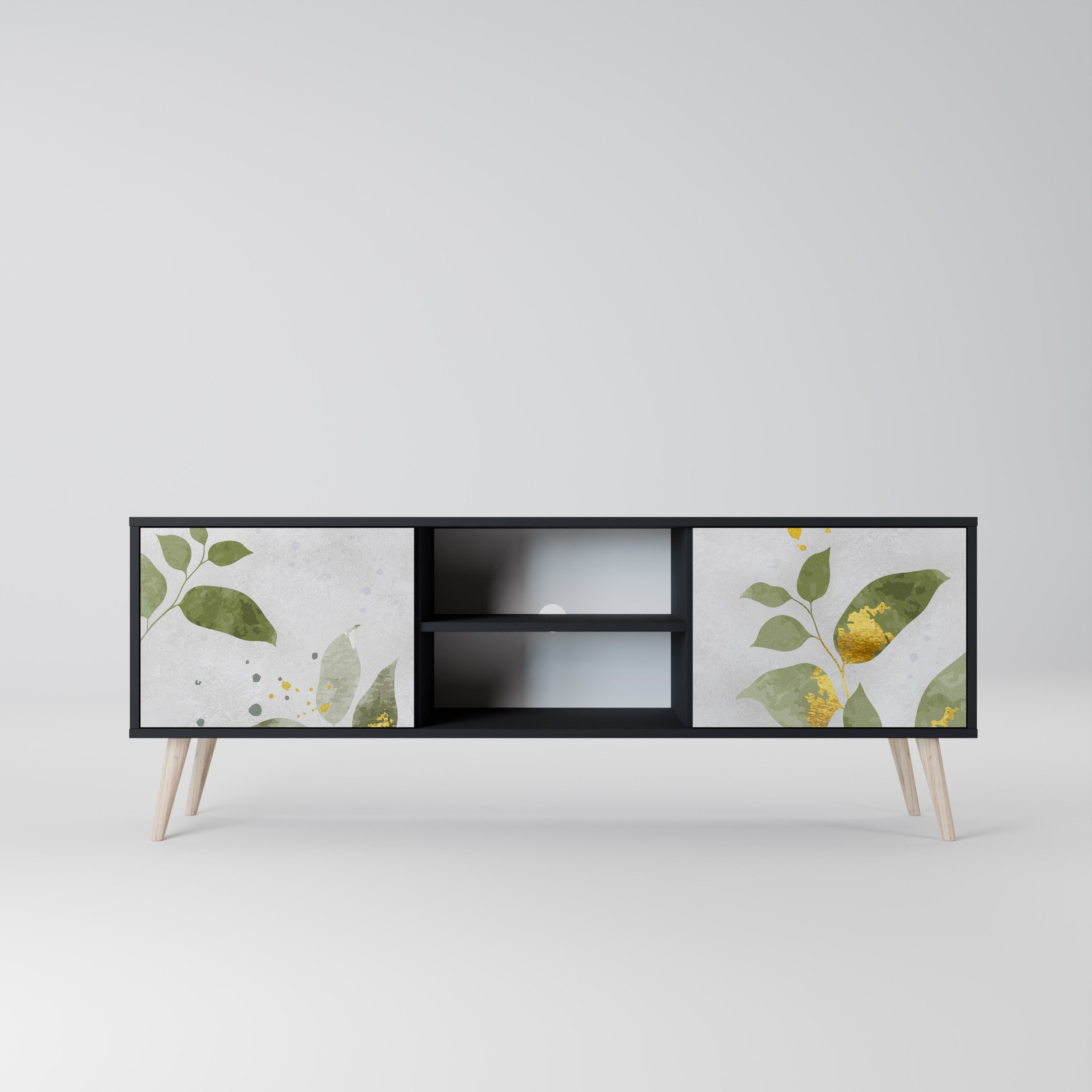 ELEGANT BOTANICS 2-dörrars TV-bänk i svart finish
