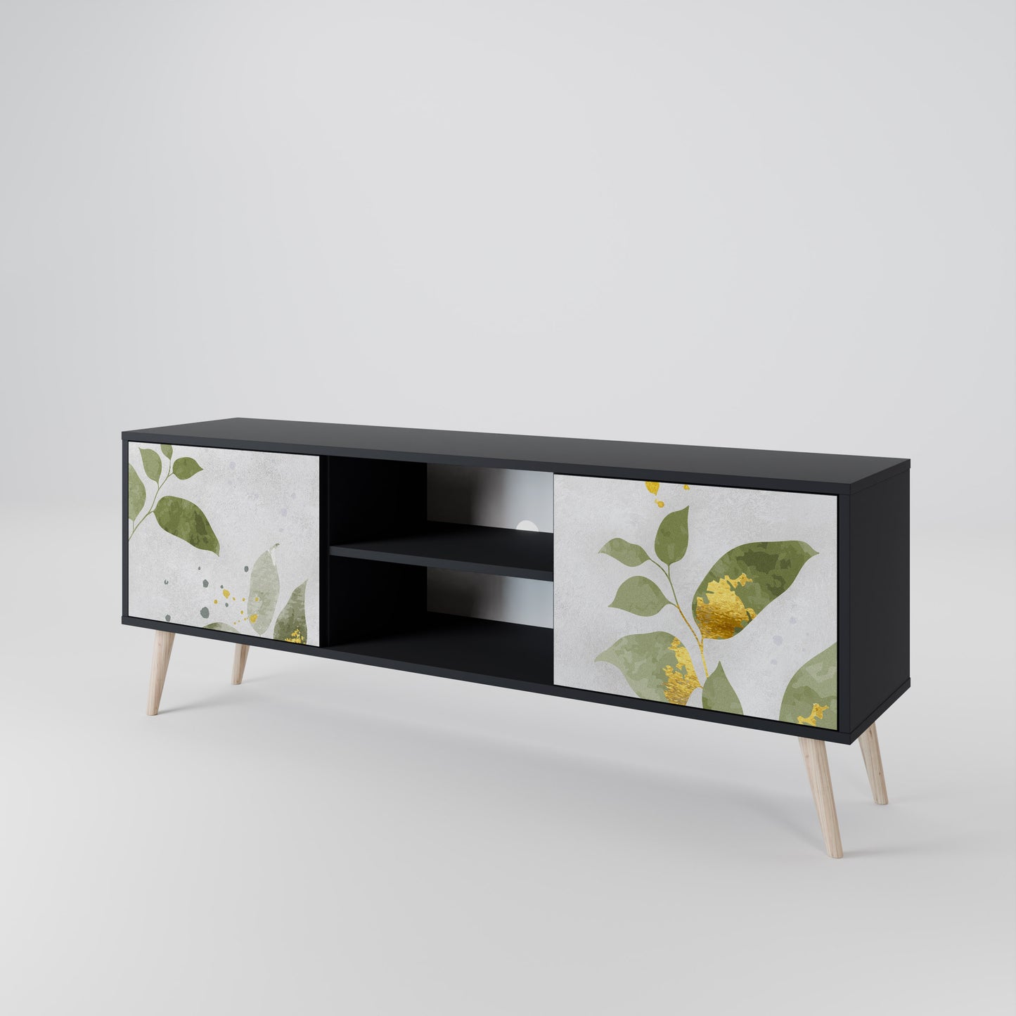 ELEGANT BOTANICS 2-dörrars TV-bänk i svart finish