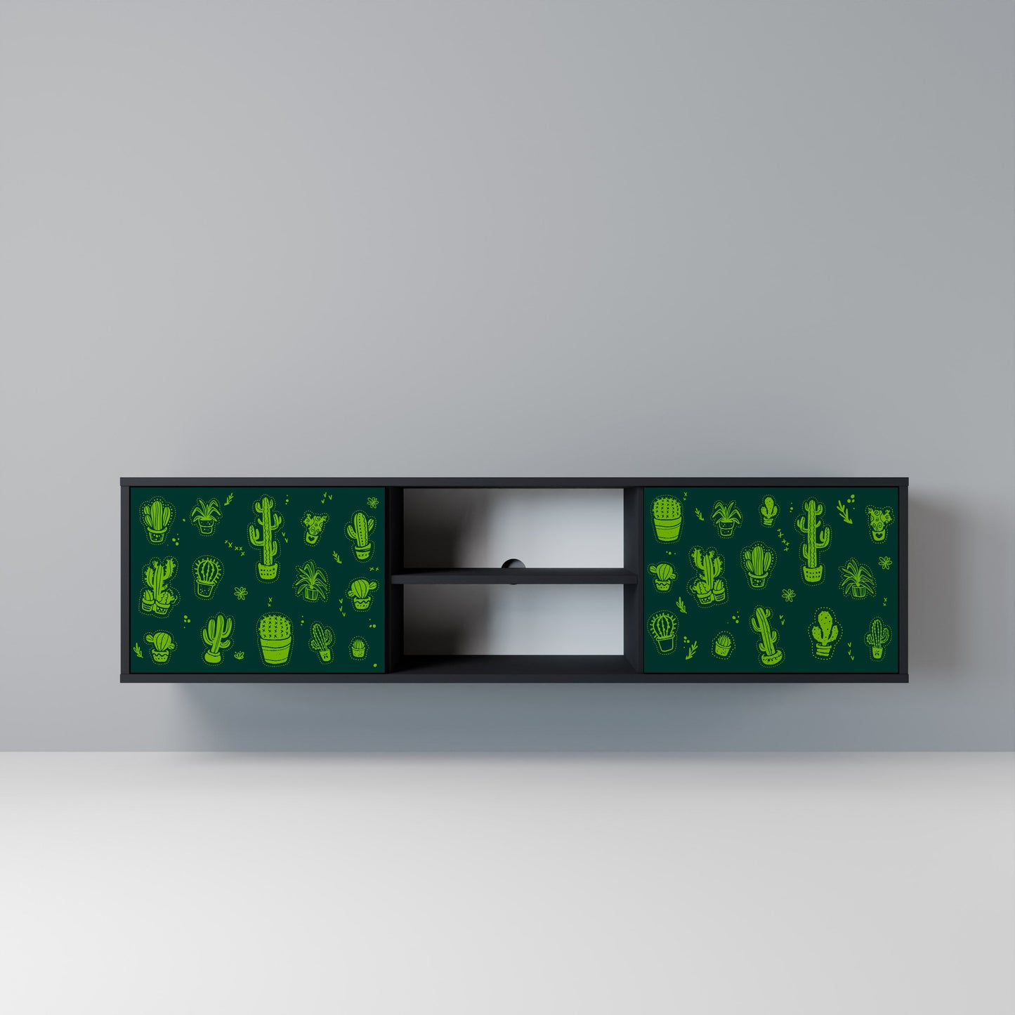 DESERT GREEN 2-dörrars TV-bänk i svart finish