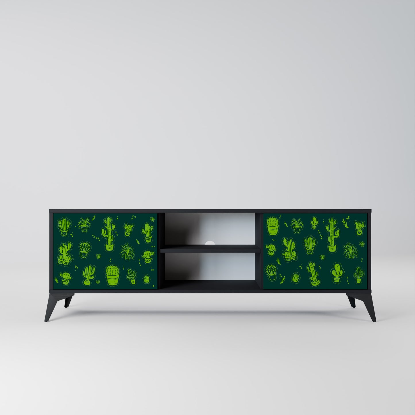 DESERT GREEN 2-dörrars TV-bänk i svart finish