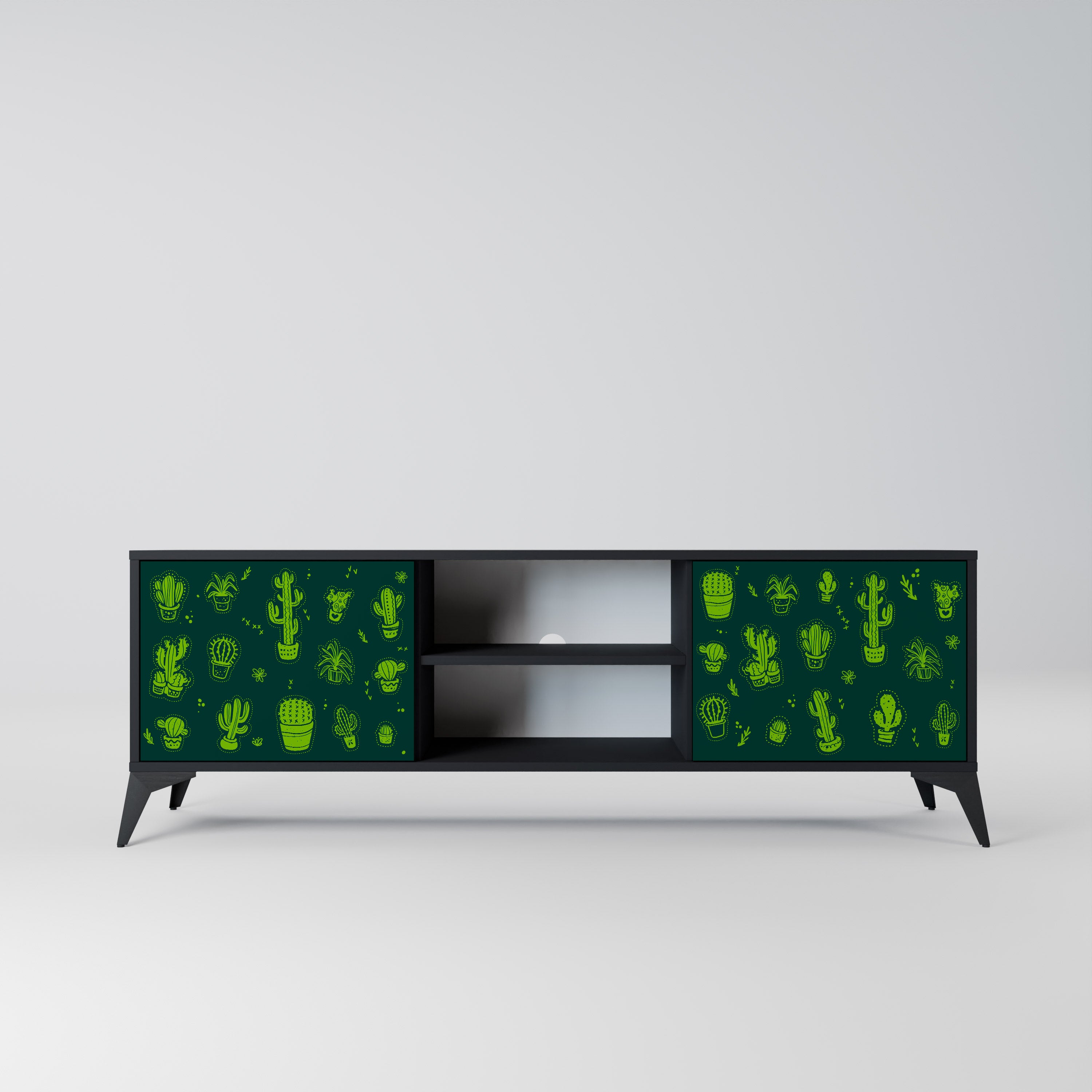 DESERT GREEN 2-dörrars TV-bänk i svart finish