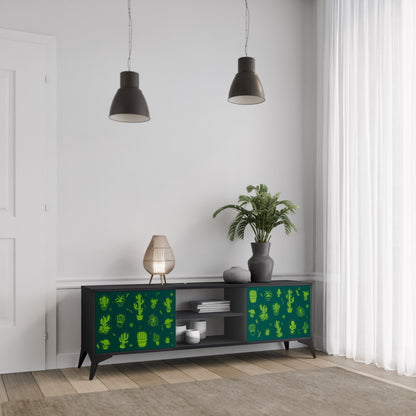 DESERT GREEN 2-dörrars TV-bänk i svart finish