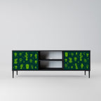 DESERT GREEN 2-Door TV Stand in Black Finish