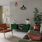 DESERT GREEN 2-Door TV Stand in Black Finish