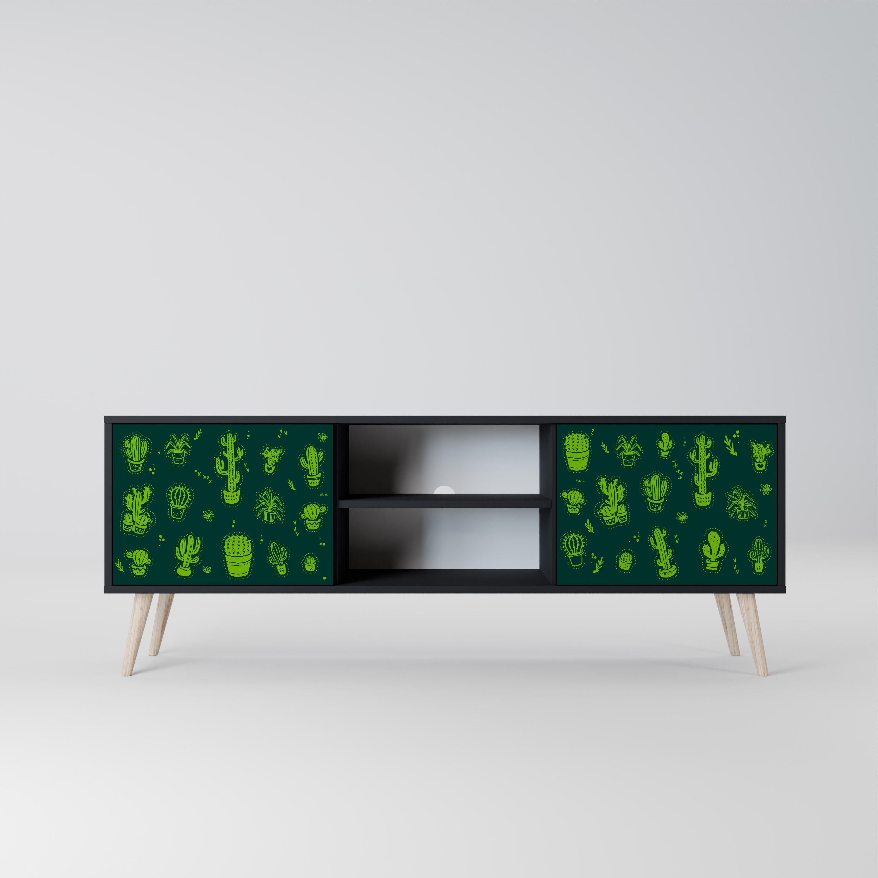 DESERT GREEN 2-dörrars TV-bänk i svart finish