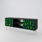 DESERT GREEN 2-Door TV Stand in Black Finish