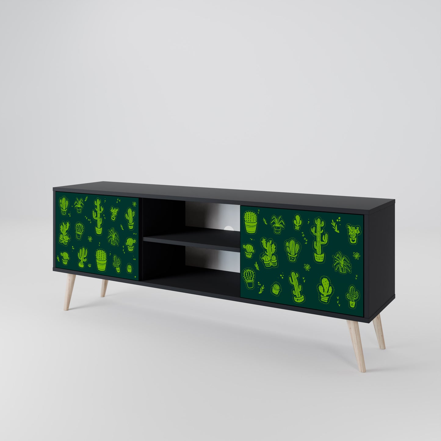 DESERT GREEN 2-dörrars TV-bänk i svart finish
