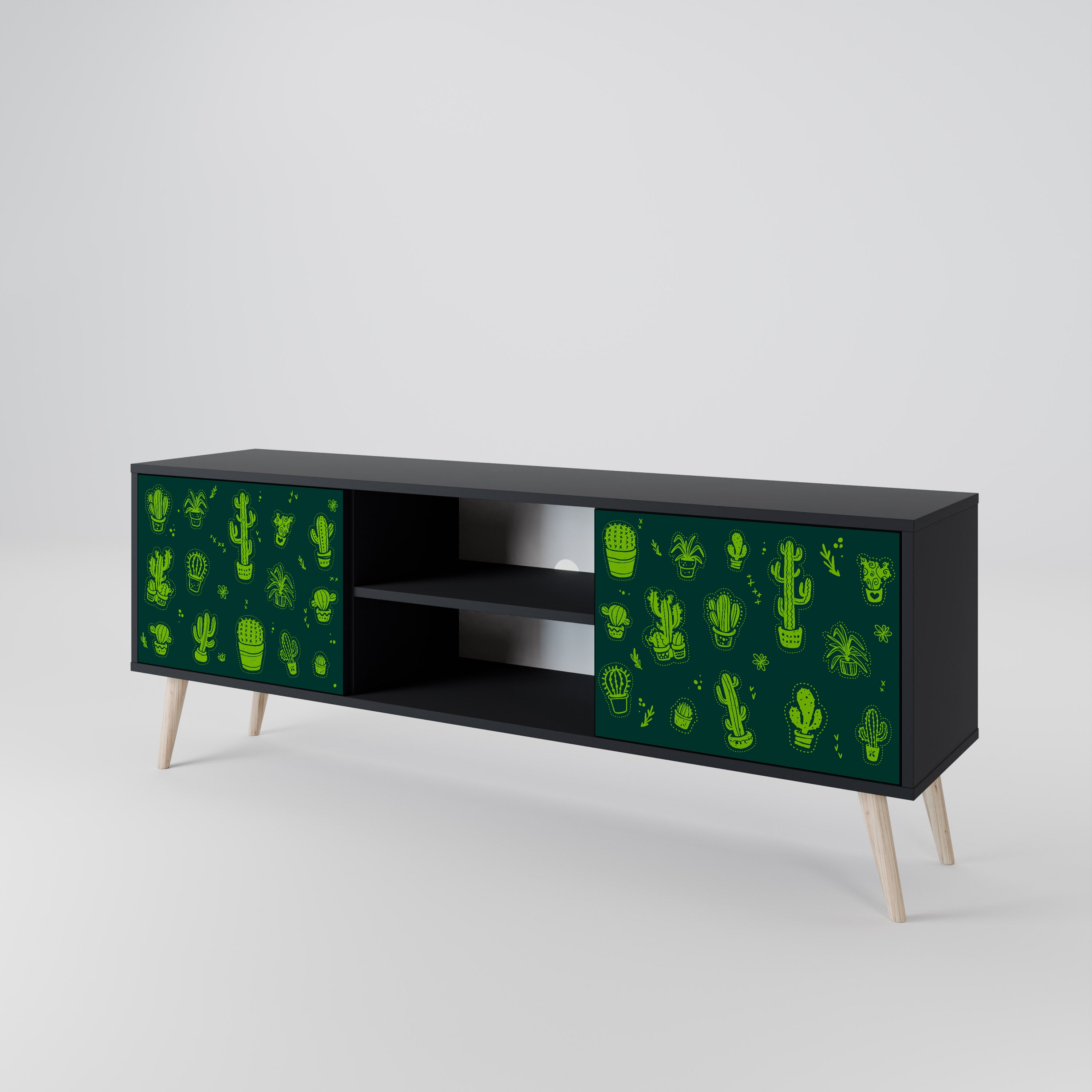 DESERT GREEN 2-dörrars TV-bänk i svart finish