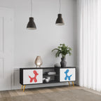 CHILDHOOD MEMORY 2-Door TV Stand in Black Finish