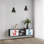 CHILDHOOD MEMORY 2-Door TV Stand in Black Finish