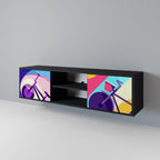 BIKE DREAMS 2-Door TV Stand in Black Finish