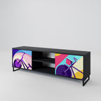 BIKE DREAMS 2-Door TV Stand in Black Finish