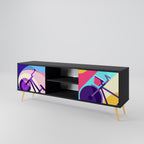 BIKE DREAMS 2-Door TV Stand in Black Finish