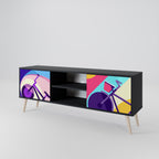 BIKE DREAMS 2-Door TV Stand in Black Finish