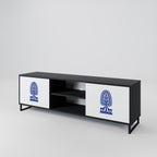 POLISH FOLK ART 2-Door TV Stand in Black Finish