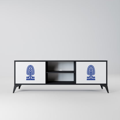 POLISH FOLK ART 2-dörrars TV-bänk i svart finish