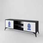 POLISH FOLK ART 2-Door TV Stand in Black Finish