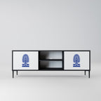 POLISH FOLK ART 2-Door TV Stand in Black Finish