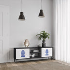 POLISH FOLK ART 2-Door TV Stand in Black Finish