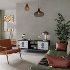 POLISH FOLK ART 2-Door TV Stand in Black Finish