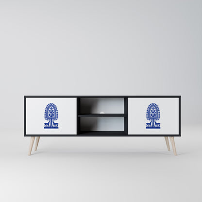 POLISH FOLK ART 2-dörrars TV-bänk i svart finish