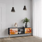 TRACES OF AUTUMN 2-Door TV Stand in Black Finish