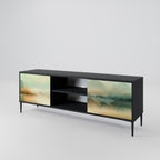 MORNING BY THE LAKE 2-Door TV Stand in Black Finish