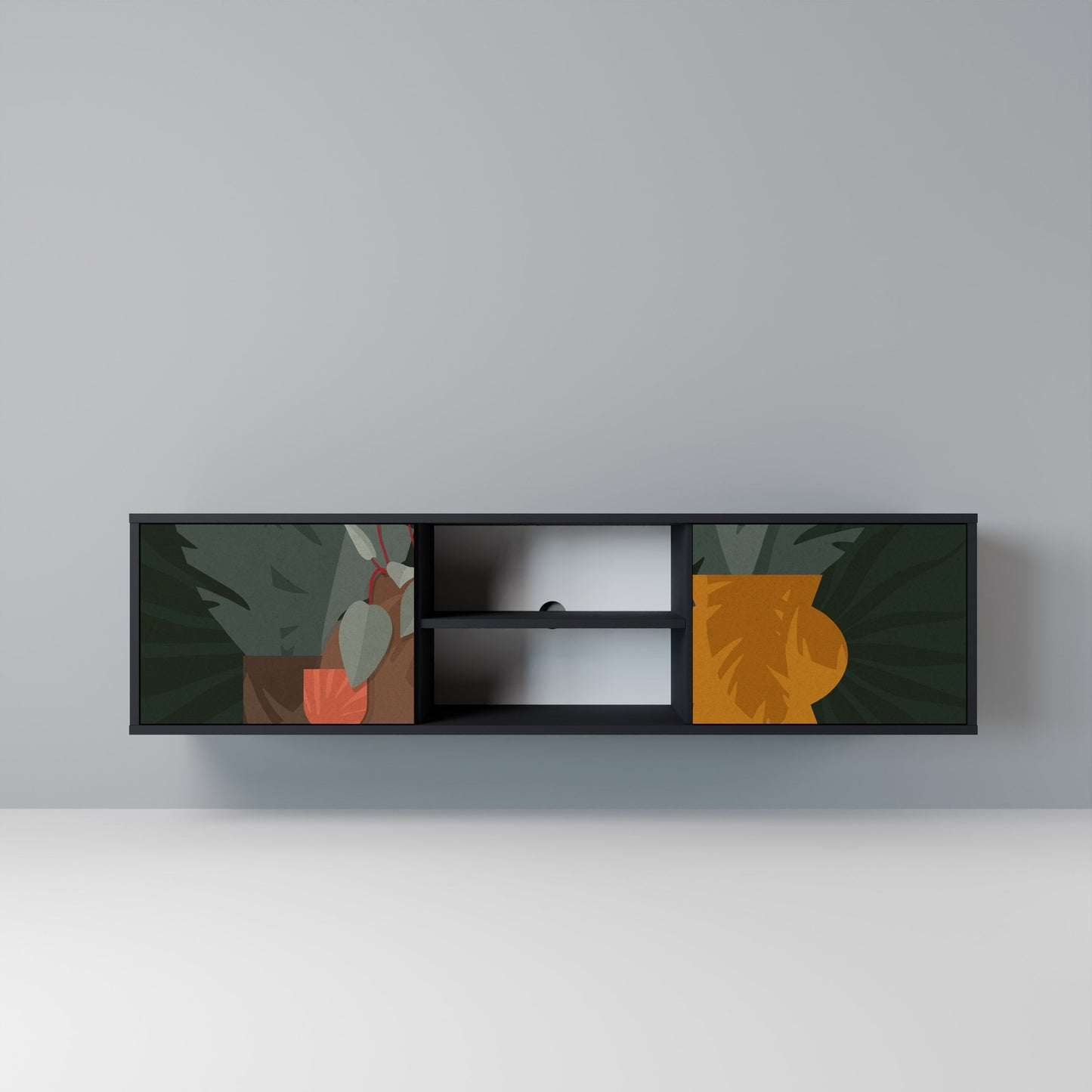 TROPICAL COMPOSITION 2-dörrars TV-bänk i svart finish