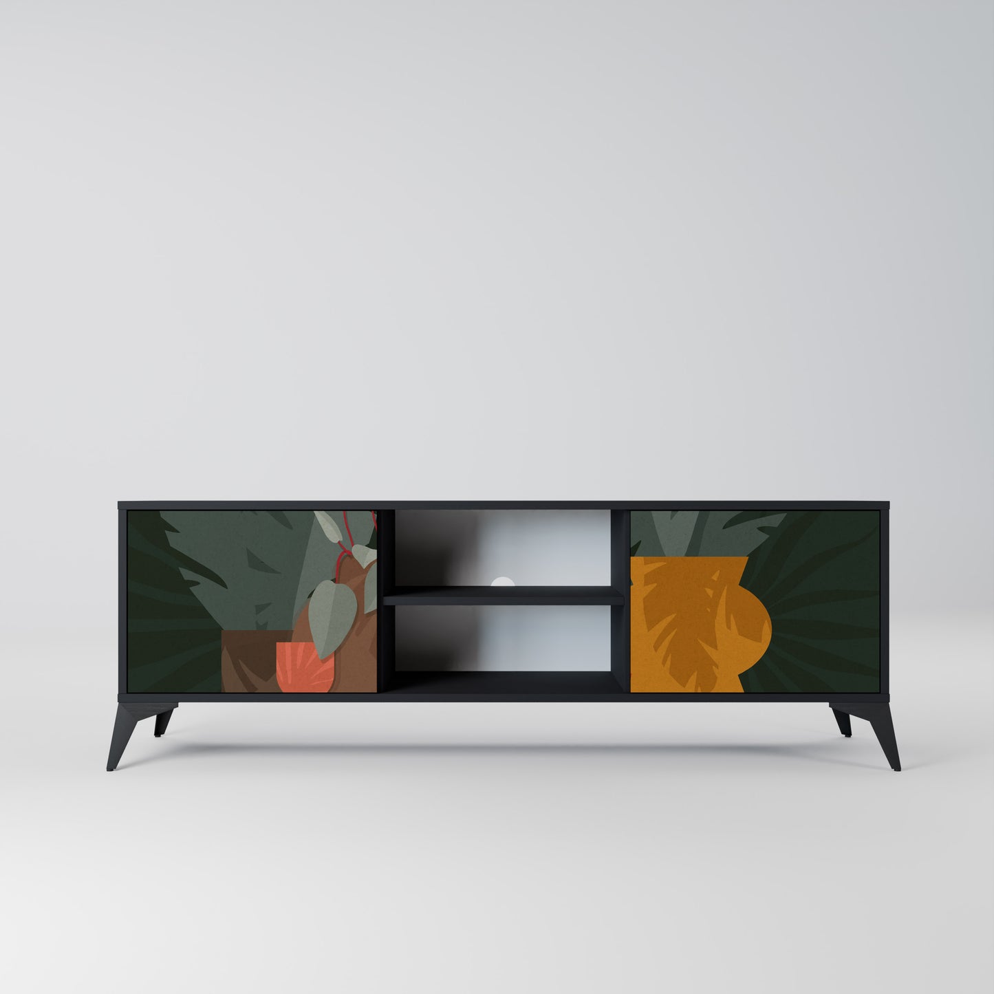 TROPICAL COMPOSITION 2-dörrars TV-bänk i svart finish