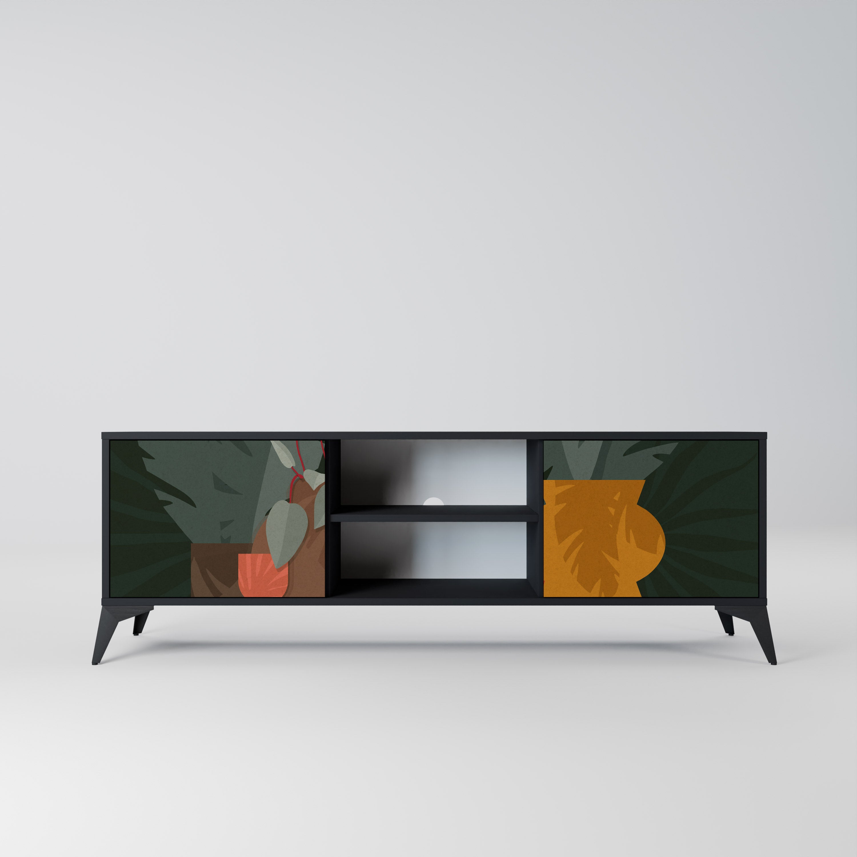 TROPICAL COMPOSITION 2-dörrars TV-bänk i svart finish