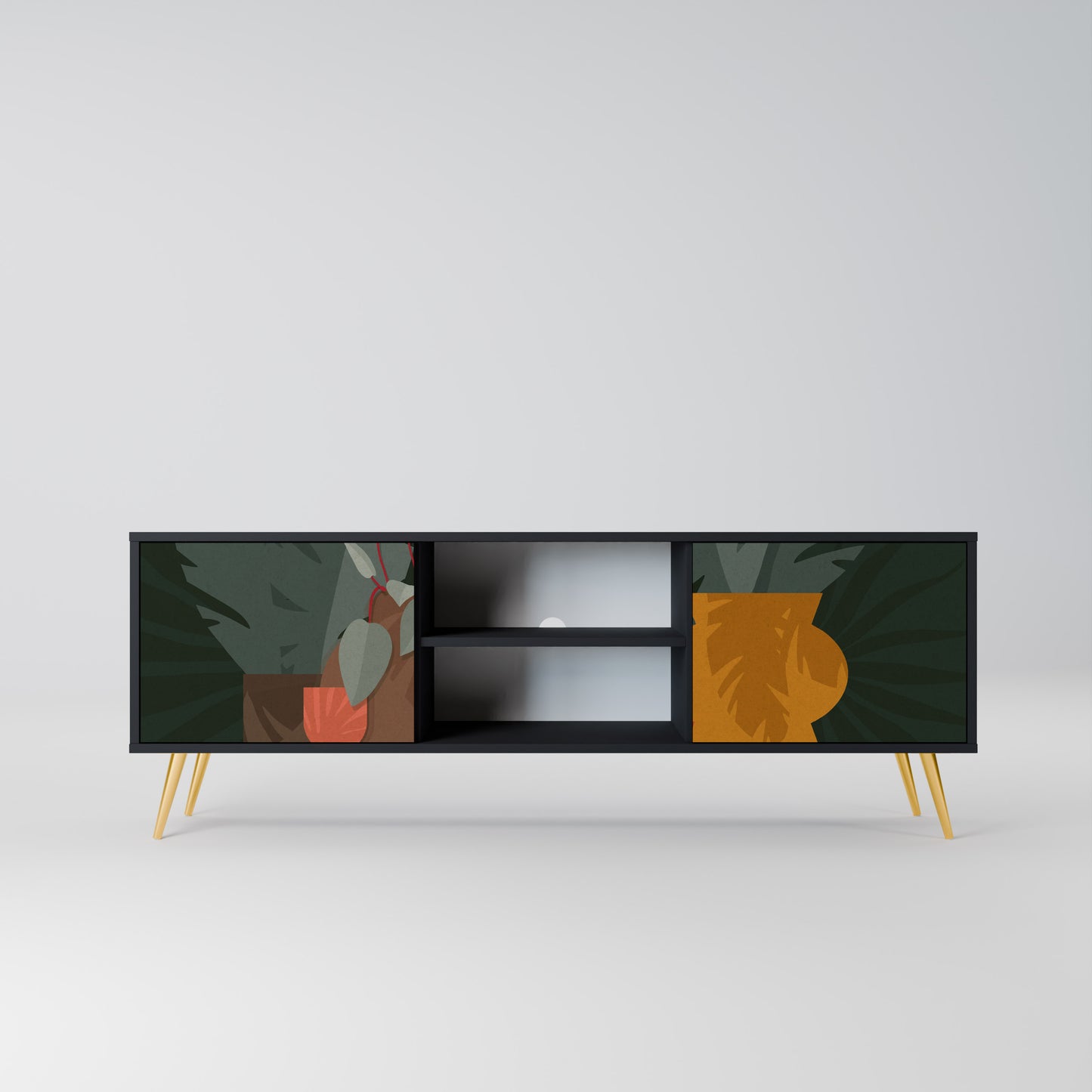TROPICAL COMPOSITION 2-dörrars TV-bänk i svart finish