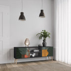 TROPICAL COMPOSITION 2-Door TV Stand in Black Finish