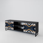 ARTFUL GEOMETRY 2-Door TV Stand in Black Finish