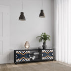 ARTFUL GEOMETRY 2-Door TV Stand in Black Finish