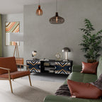 ARTFUL GEOMETRY 2-Door TV Stand in Black Finish