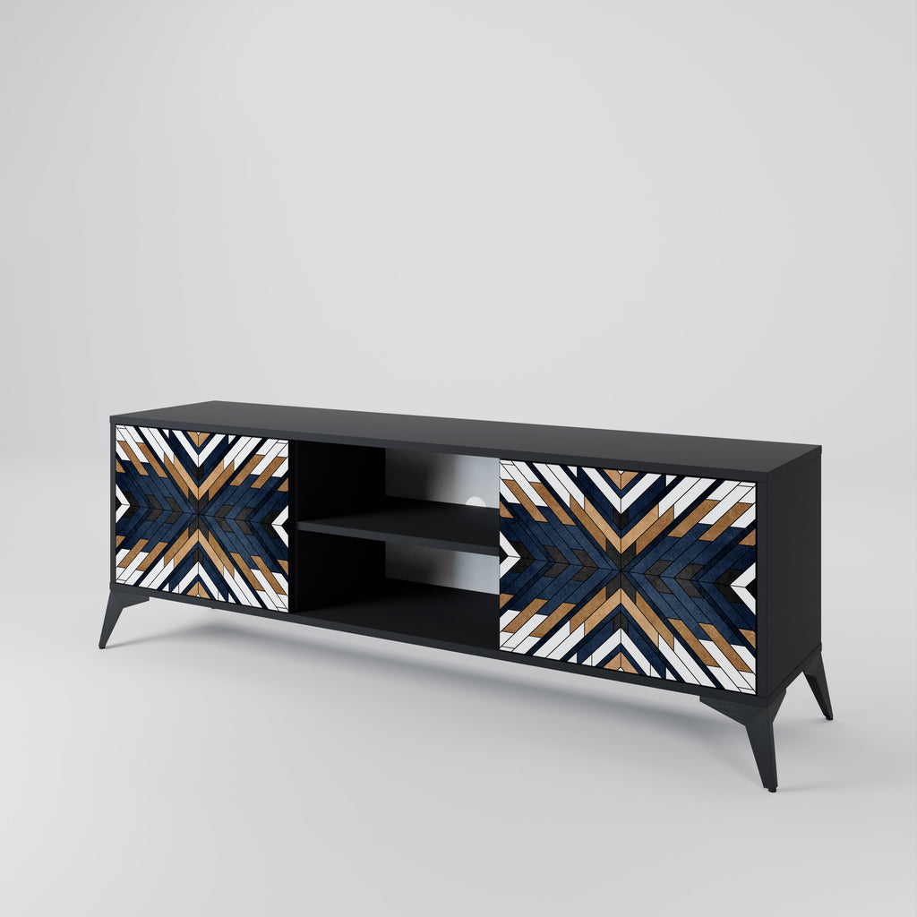 ARTFUL GEOMETRY 2-dörrars TV-bänk i svart finish