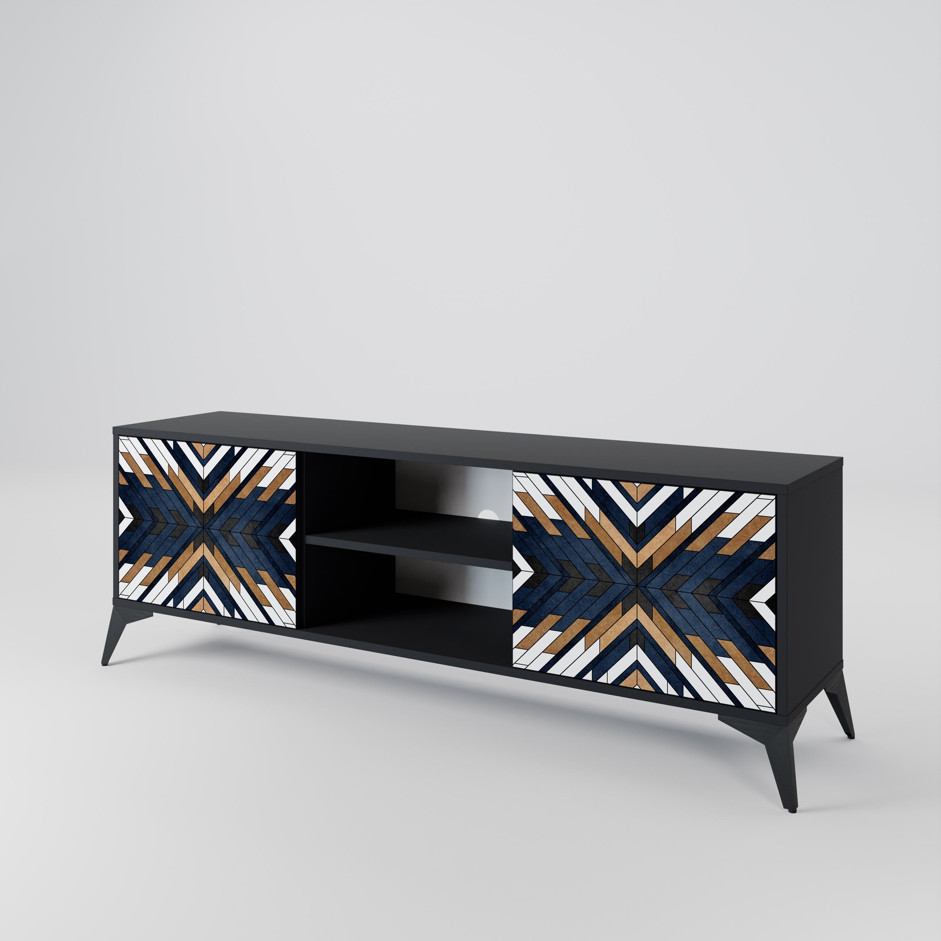 ARTFUL GEOMETRY 2-dörrars TV-bänk i svart finish