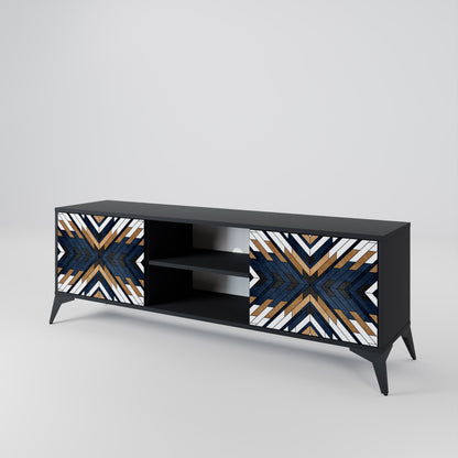 ARTFUL GEOMETRY 2-Door TV Stand in Black Finish