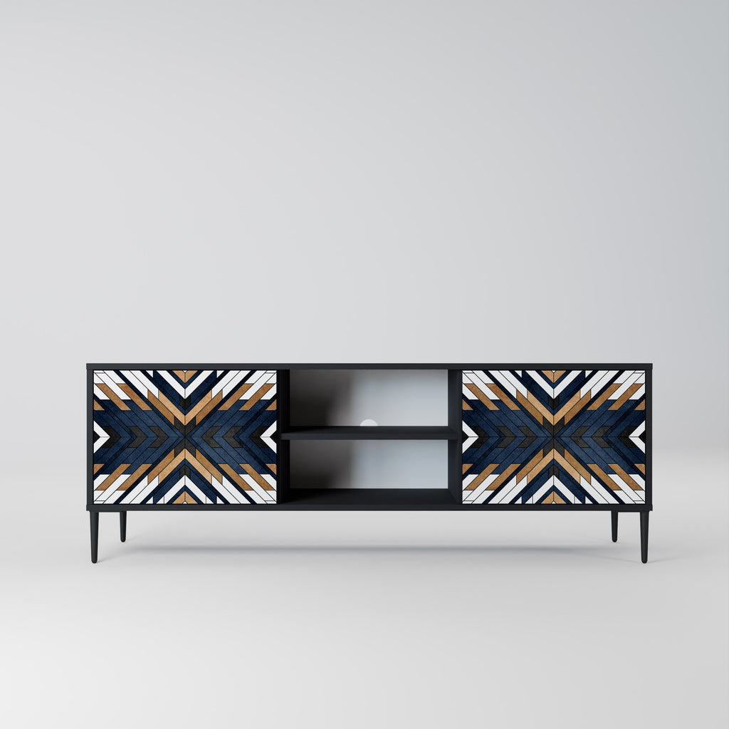 ARTFUL GEOMETRY 2-dörrars TV-bänk i svart finish