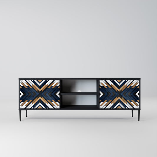 ARTFUL GEOMETRY 2-Door TV Stand in Black Finish
