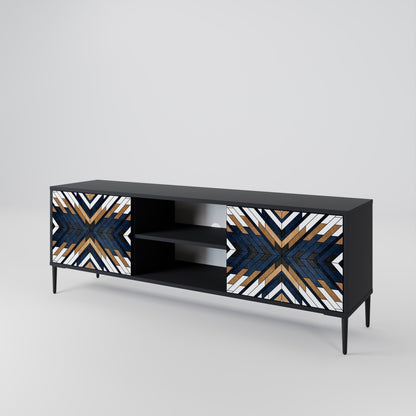 ARTFUL GEOMETRY 2-Door TV Stand in Black Finish