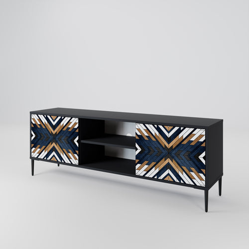 ARTFUL GEOMETRY 2-Door TV Stand in Black Finish