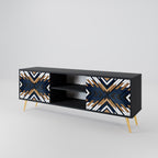 ARTFUL GEOMETRY 2-Door TV Stand in Black Finish