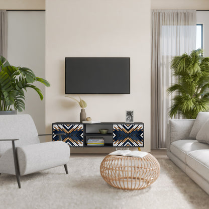ARTFUL GEOMETRY 2-Door TV Stand in Black Finish