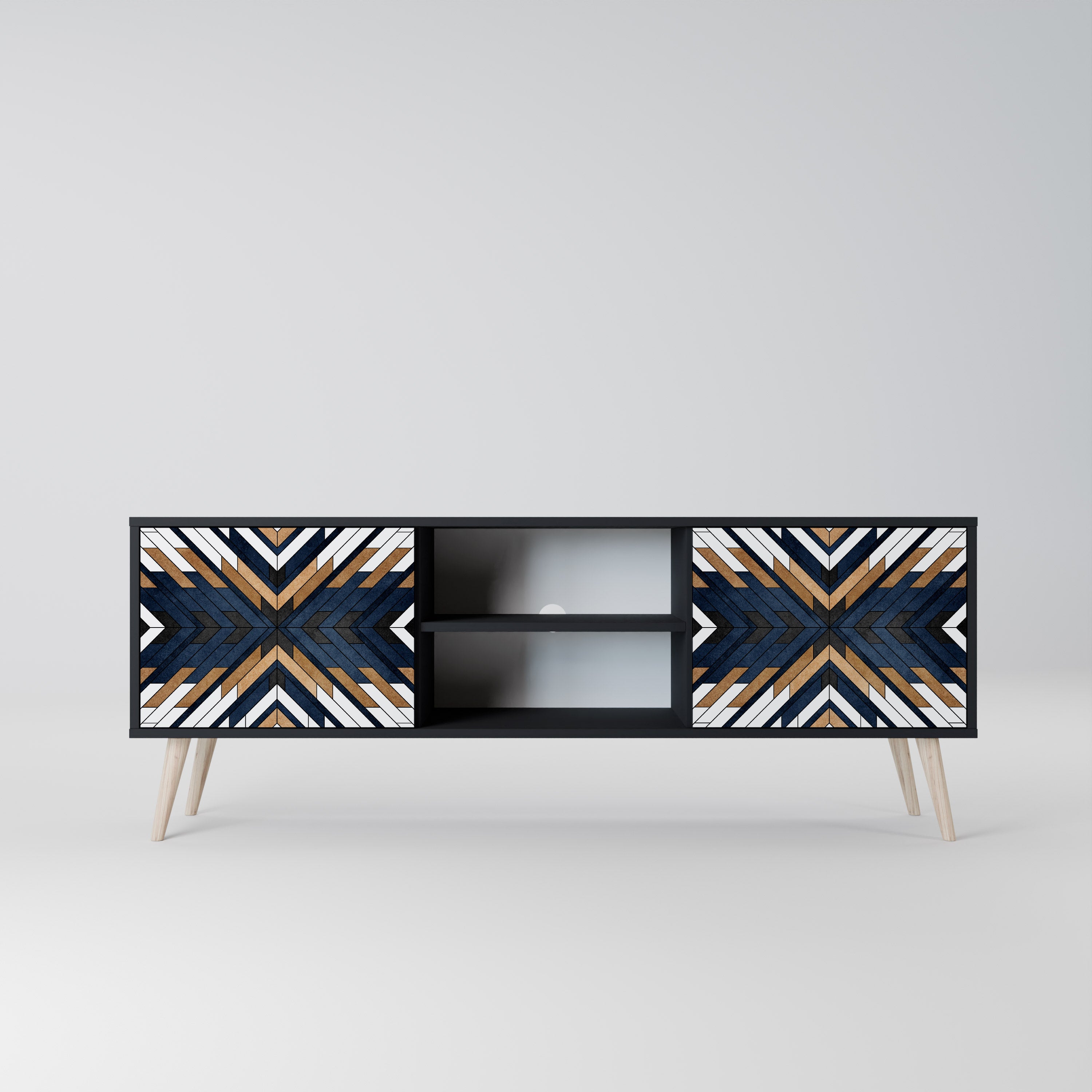 ARTFUL GEOMETRY 2-dörrars TV-bänk i svart finish