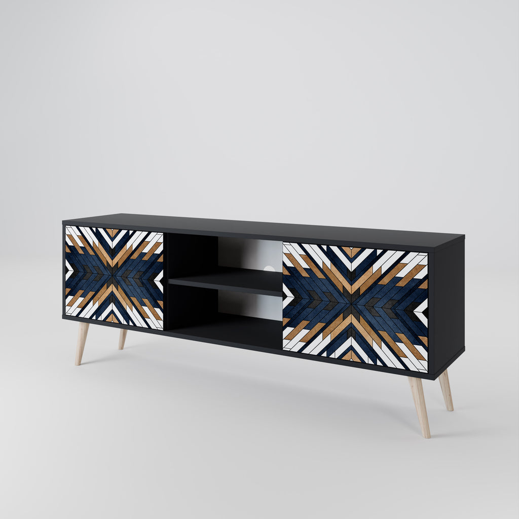 ARTFUL GEOMETRY 2-dörrars TV-bänk i svart finish