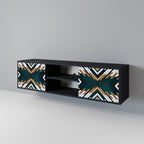 ARTISTIC GEOMETRY 2-Door TV Stand in Black Finish