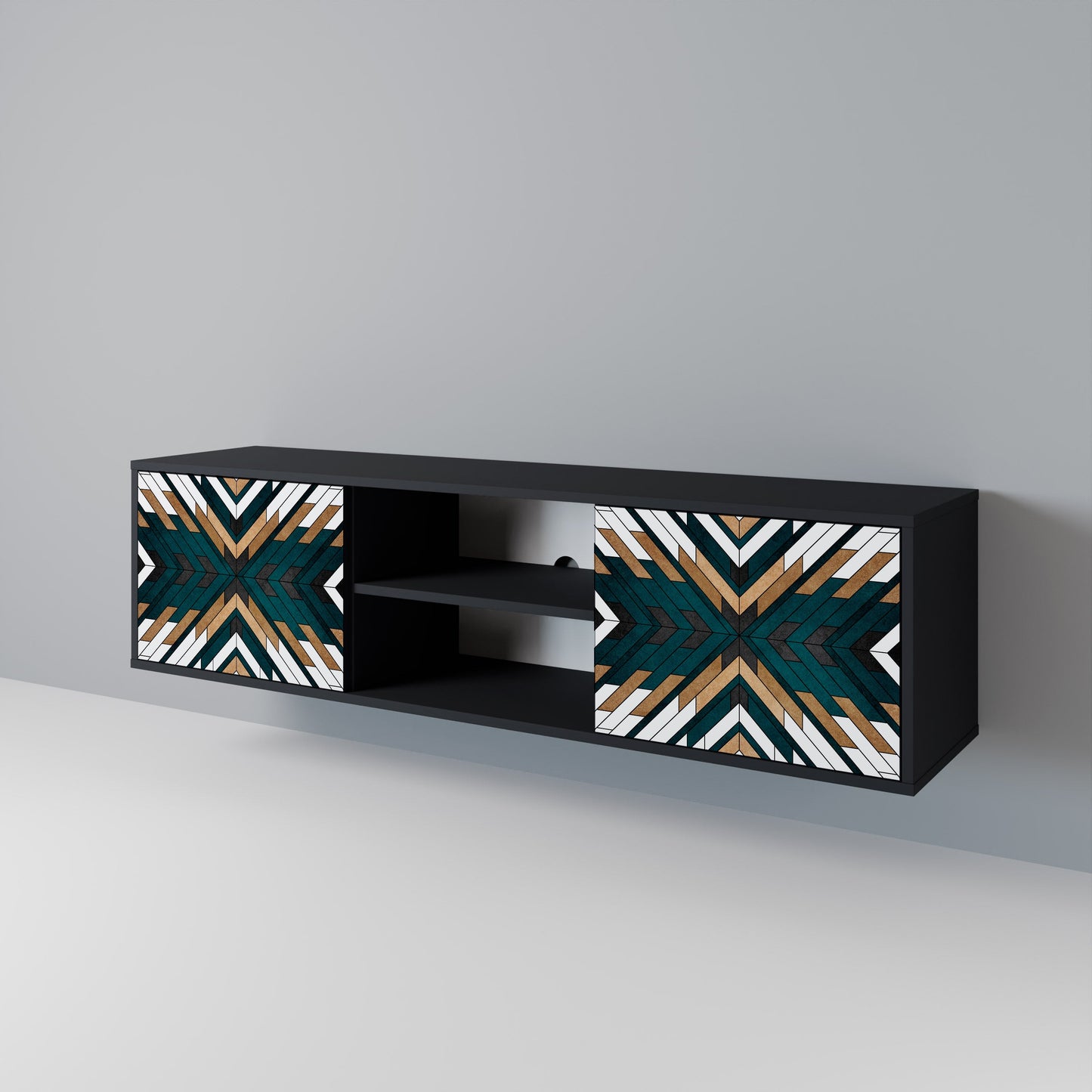 ARTISTIC GEOMETRY 2-dörrars TV-bänk i svart finish