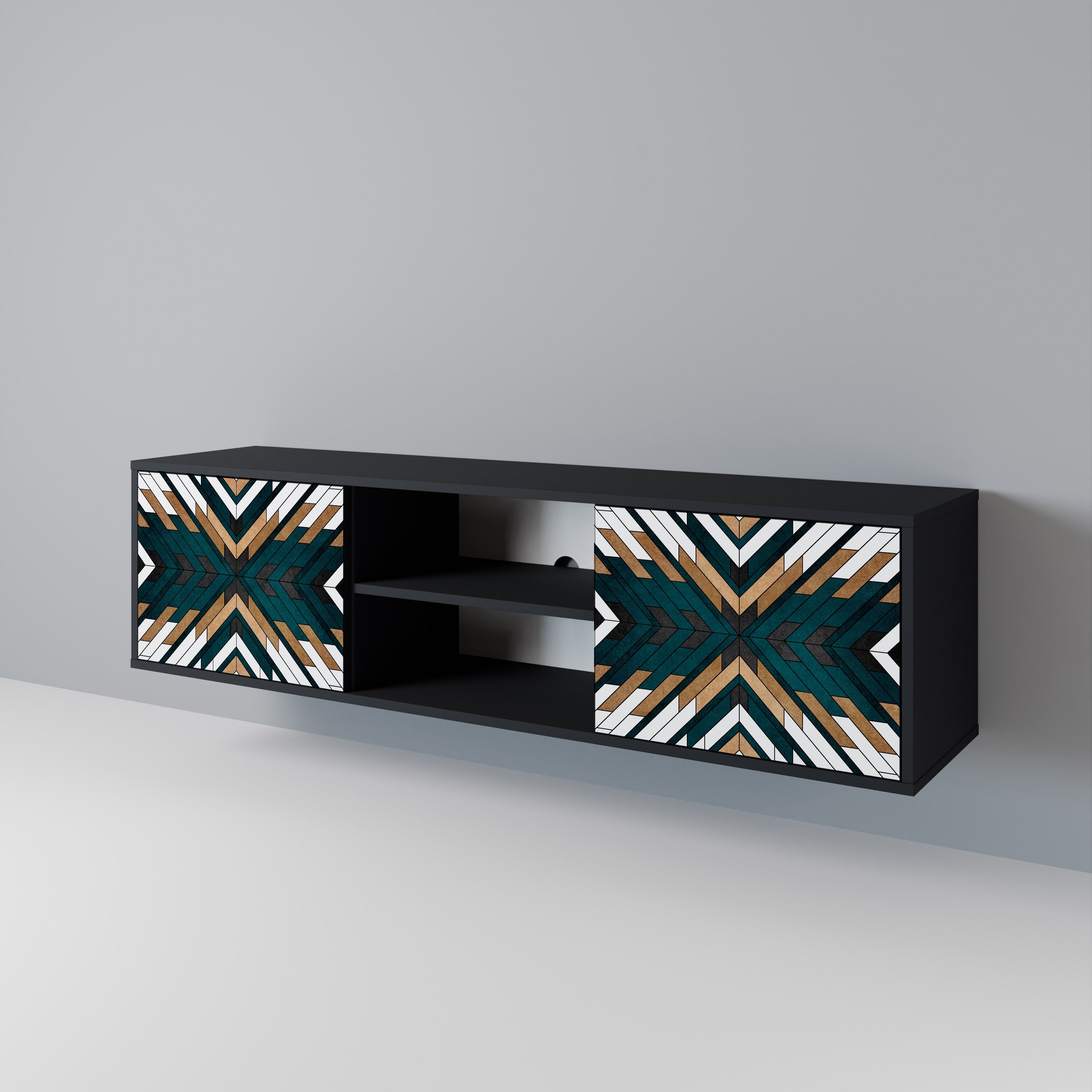 ARTISTIC GEOMETRY 2-dörrars TV-bänk i svart finish